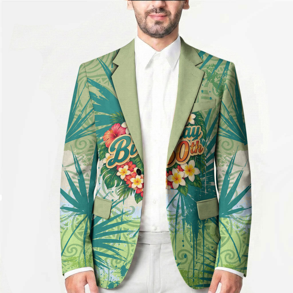 Personalized Polynesia 50th Birthday Blazer Vintage Hawaiian Floral Ukulele Tropical Sunset Art TS04 - Polynesian Pride