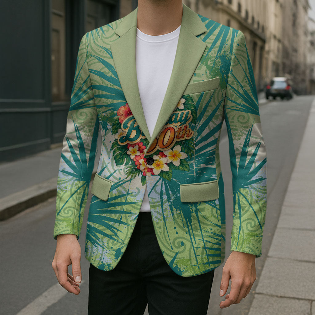 Personalized Polynesia 50th Birthday Blazer Vintage Hawaiian Floral Ukulele Tropical Sunset Art TS04 - Polynesian Pride