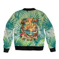 Personalized Polynesia 50th Birthday Bomber Jacket Vintage Hawaiian Floral Ukulele Tropical Sunset Art TS04 - Polynesian Pride