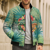 Personalized Polynesia 50th Birthday Bomber Puffer Jacket Vintage Hawaiian Floral Ukulele Tropical Sunset Art TS04 - Polynesian Pride