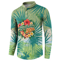 Personalized Polynesia 50th Birthday Button Sweatshirt Vintage Hawaiian Floral Ukulele Tropical Sunset Art TS04 - Polynesian Pride
