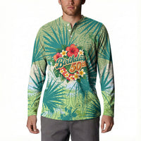 Personalized Polynesia 50th Birthday Button Sweatshirt Vintage Hawaiian Floral Ukulele Tropical Sunset Art TS04 - Polynesian Pride