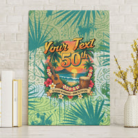 Personalized Polynesia 50th Birthday Canvas Wall Art Vintage Hawaiian Floral Ukulele Tropical Sunset Art TS04 Without Frame Green - Polynesian Pride