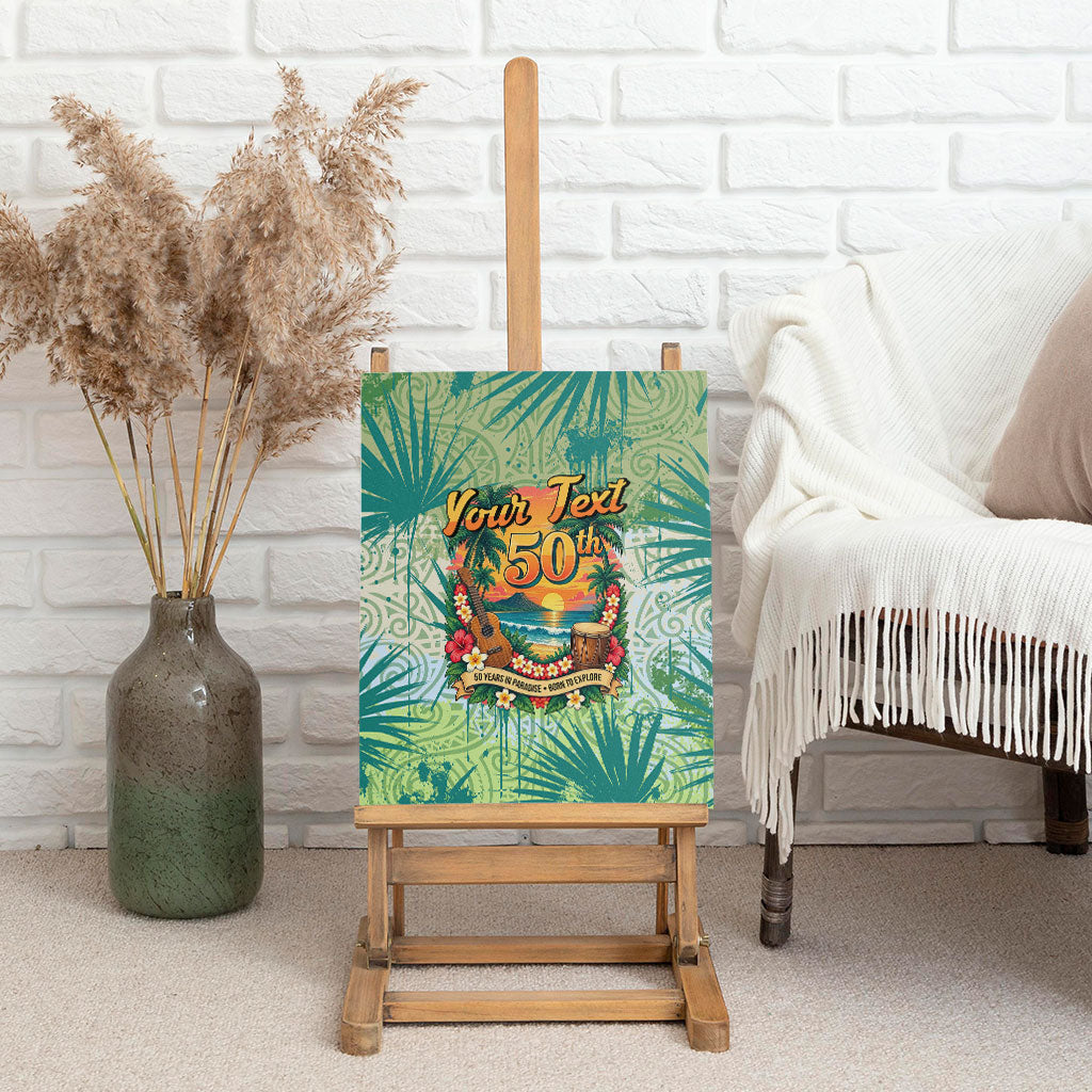 Personalized Polynesia 50th Birthday Canvas Wall Art Vintage Hawaiian Floral Ukulele Tropical Sunset Art TS04 - Polynesian Pride