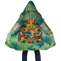 Personalized Polynesia 50th Birthday Cloak Vintage Hawaiian Floral Ukulele Tropical Sunset Art TS04 Unisex Green - Polynesian Pride