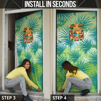 Personalized Polynesia 50th Birthday Door Cover Vintage Hawaiian Floral Ukulele Tropical Sunset Art TS04 - Polynesian Pride