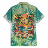 Personalized Polynesia 50th Birthday Hawaiian Shirt Vintage Hawaiian Floral Ukulele Tropical Sunset Art TS04 - Polynesian Pride