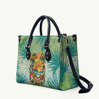 Personalized Polynesia 50th Birthday Leather Bag Vintage Hawaiian Floral Ukulele Tropical Sunset Art TS04 Green - Polynesian Pride
