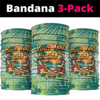 Personalized Polynesia 50th Birthday Neck Gaiter Vintage Hawaiian Floral Ukulele Tropical Sunset Art TS04 package One Size: 25*50cm Green - Polynesian Pride