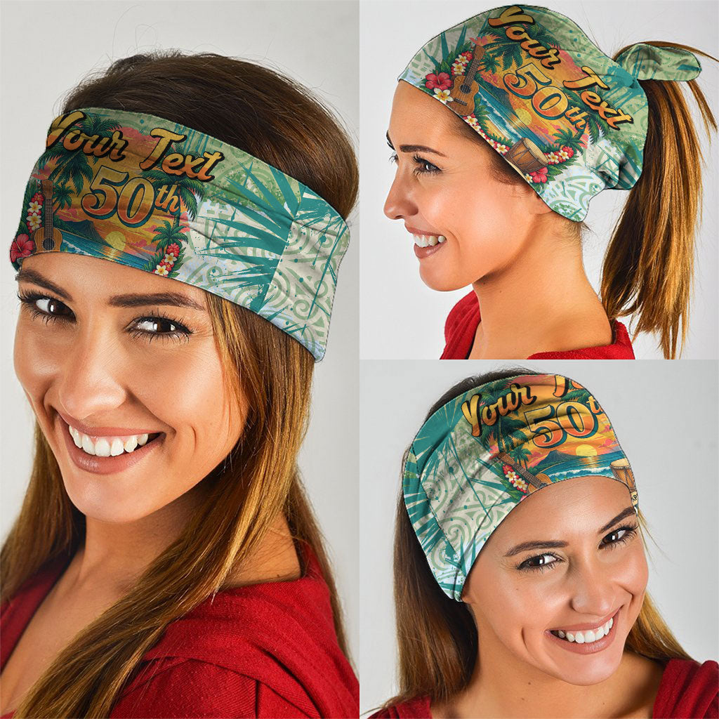 Personalized Polynesia 50th Birthday Neck Gaiter Vintage Hawaiian Floral Ukulele Tropical Sunset Art TS04 - Polynesian Pride