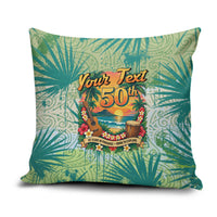 Personalized Polynesia 50th Birthday Pillow Cover Vintage Hawaiian Floral Ukulele Tropical Sunset Art TS04 Green - Polynesian Pride