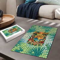 Personalized Polynesia 50th Birthday Puzzle Vintage Hawaiian Floral Ukulele Tropical Sunset Art TS04 - Polynesian Pride