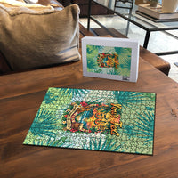 Personalized Polynesia 50th Birthday Puzzle Vintage Hawaiian Floral Ukulele Tropical Sunset Art TS04 - Polynesian Pride