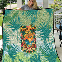 Personalized Polynesia 50th Birthday Quilt Vintage Hawaiian Floral Ukulele Tropical Sunset Art TS04 Green - Polynesian Pride