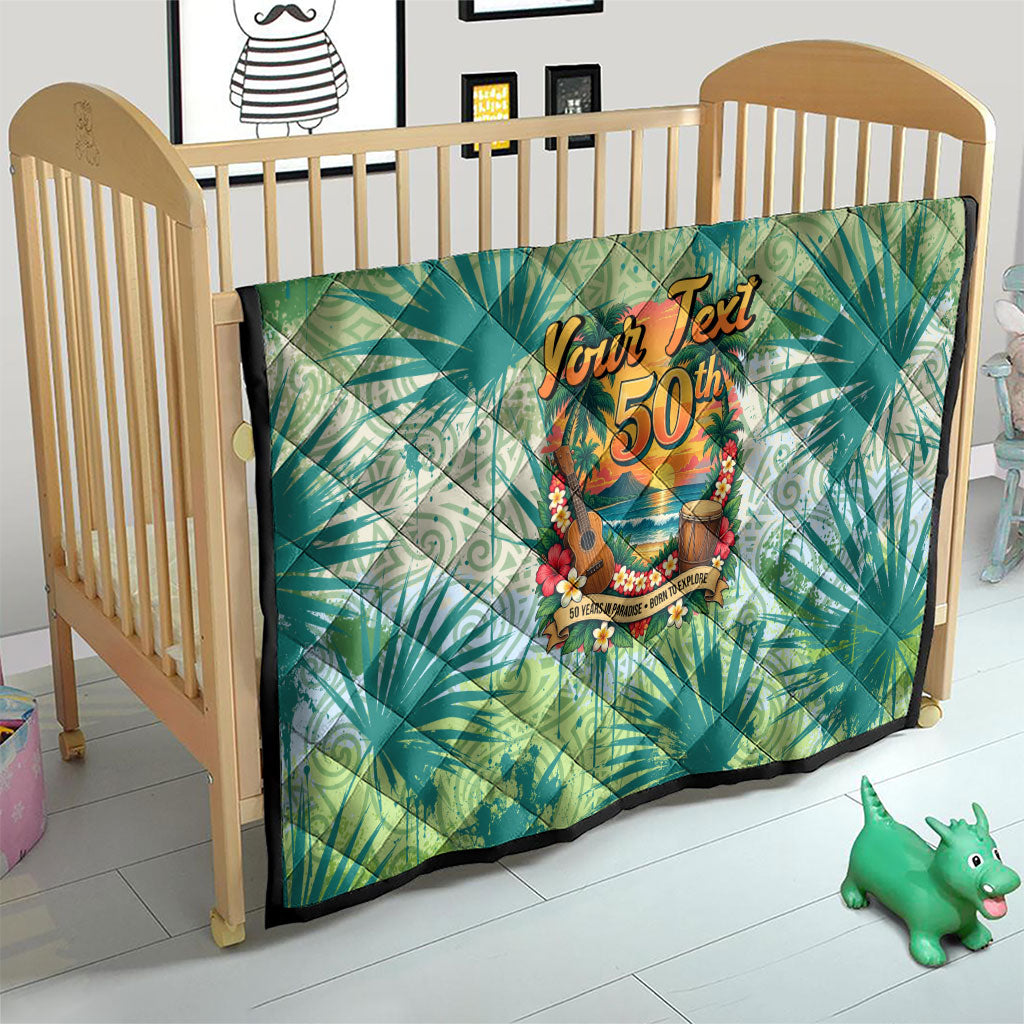 Personalized Polynesia 50th Birthday Quilt Vintage Hawaiian Floral Ukulele Tropical Sunset Art TS04 - Polynesian Pride