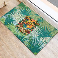 Personalized Polynesia 50th Birthday Rubber Doormat Vintage Hawaiian Floral Ukulele Tropical Sunset Art TS04 - Polynesian Pride