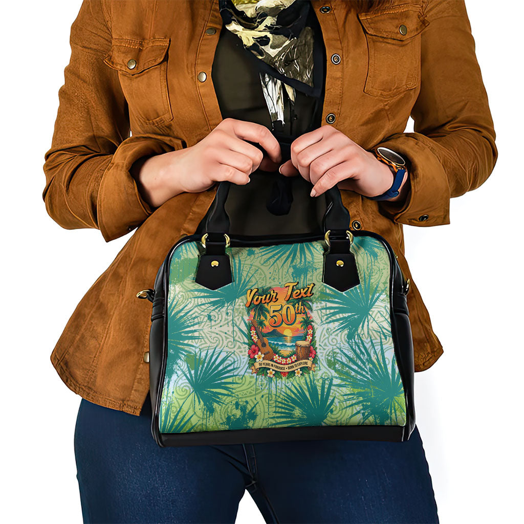 Personalized Polynesia 50th Birthday Shoulder Handbag Vintage Hawaiian Floral Ukulele Tropical Sunset Art TS04 - Polynesian Pride