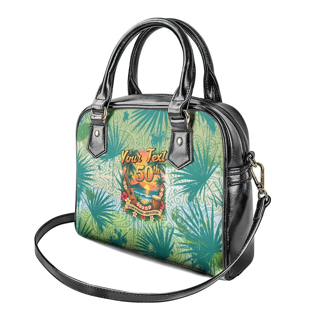 Personalized Polynesia 50th Birthday Shoulder Handbag Vintage Hawaiian Floral Ukulele Tropical Sunset Art TS04 - Polynesian Pride