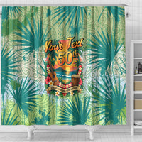 Personalized Polynesia 50th Birthday Shower Curtain Vintage Hawaiian Floral Ukulele Tropical Sunset Art TS04 - Polynesian Pride