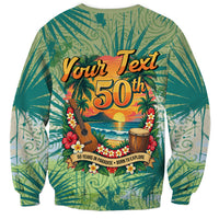Personalized Polynesia 50th Birthday Sweatshirt Vintage Hawaiian Floral Ukulele Tropical Sunset Art TS04 - Polynesian Pride