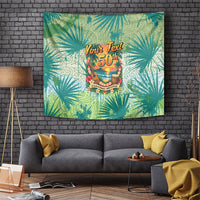 Personalized Polynesia 50th Birthday Tapestry Vintage Hawaiian Floral Ukulele Tropical Sunset Art TS04 Green - Polynesian Pride
