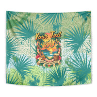 Personalized Polynesia 50th Birthday Tapestry Vintage Hawaiian Floral Ukulele Tropical Sunset Art TS04 - Polynesian Pride