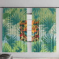 Personalized Polynesia 50th Birthday Window Curtain Vintage Hawaiian Floral Ukulele Tropical Sunset Art TS04 With Hooks Green - Polynesian Pride