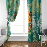 Personalized Polynesia 50th Birthday Window Curtain Vintage Hawaiian Floral Ukulele Tropical Sunset Art TS04 - Polynesian Pride