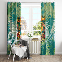 Personalized Polynesia 50th Birthday Window Curtain Vintage Hawaiian Floral Ukulele Tropical Sunset Art TS04 - Polynesian Pride