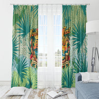 Personalized Polynesia 50th Birthday Window Curtain Vintage Hawaiian Floral Ukulele Tropical Sunset Art TS04 - Polynesian Pride
