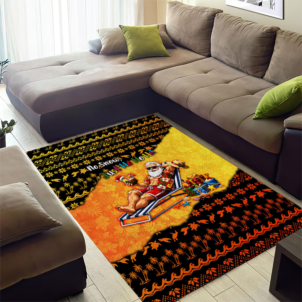 Tropical Christmas In July Santa Claus Area Rug Festive Hawaiian With Beach Reindeer Sleigh