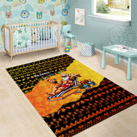 Tropical Christmas In July Santa Claus Area Rug Festive Hawaiian With Beach Reindeer Sleigh