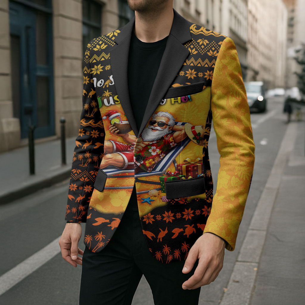 Tropical Christmas In July Santa Claus Blazer Festive Hawaiian With Beach Reindeer Sleigh