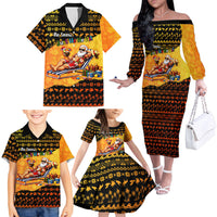 Tropical Christmas In July Santa Claus Family Matching Off The Shoulder Long Sleeve Dress and Hawaiian Shirt Festive Hawaiian With Beach Reindeer Sleigh TS04 - Polynesian Pride