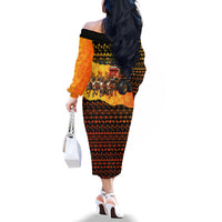 Tropical Christmas In July Santa Claus Family Matching Off The Shoulder Long Sleeve Dress and Hawaiian Shirt Festive Hawaiian With Beach Reindeer Sleigh TS04 - Polynesian Pride