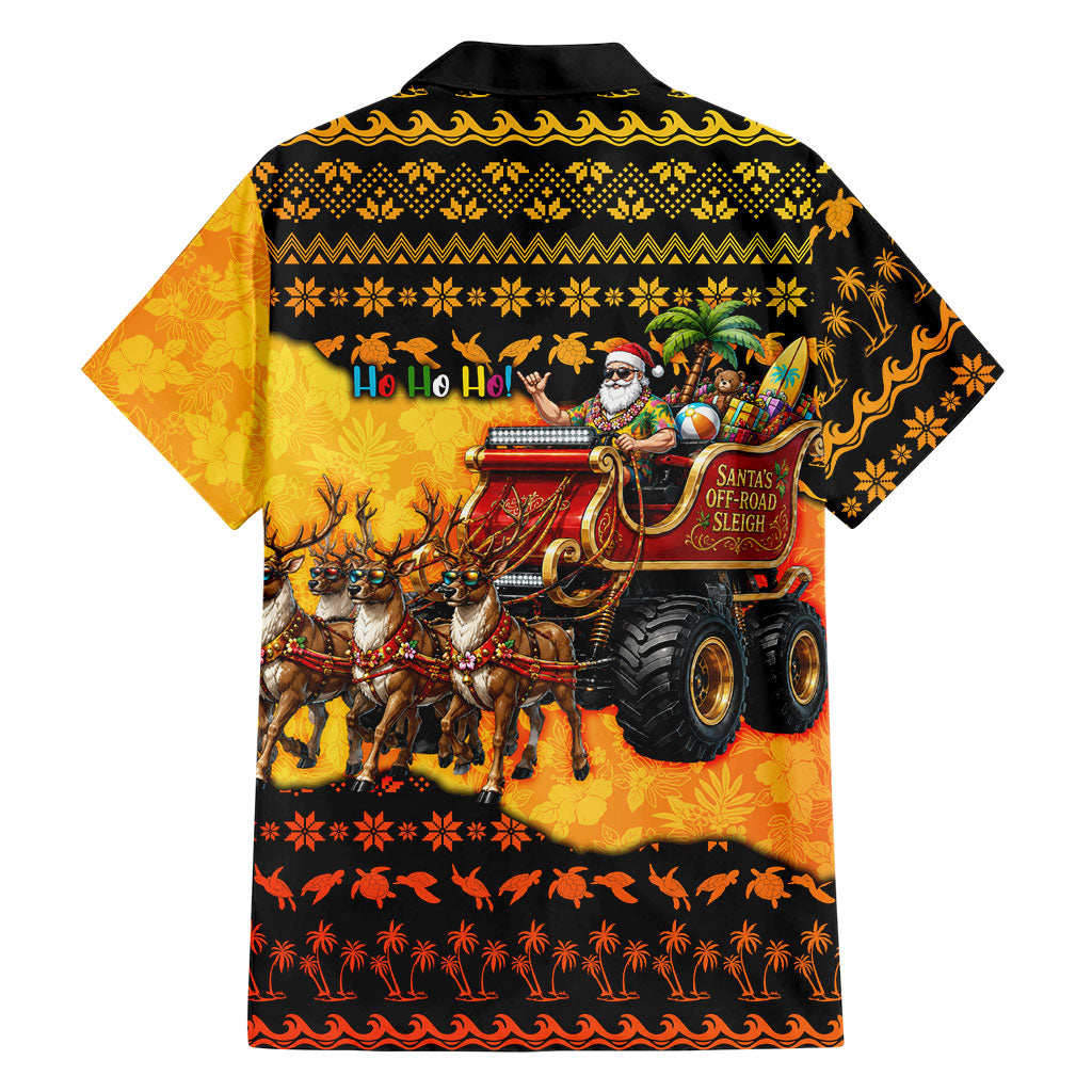 Tropical Christmas In July Santa Claus Family Matching Puletasi and Hawaiian Shirt Festive Hawaiian With Beach Reindeer Sleigh TS04 - Polynesian Pride