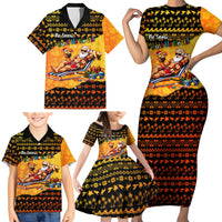 Tropical Christmas In July Santa Claus Family Matching Short Sleeve Bodycon Dress and Hawaiian Shirt Festive Hawaiian With Beach Reindeer Sleigh TS04 - Polynesian Pride