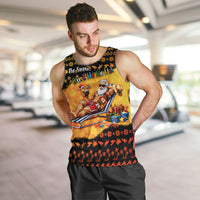 Tropical Christmas In July Santa Claus Men Tank Top Festive Hawaiian With Beach Reindeer Sleigh