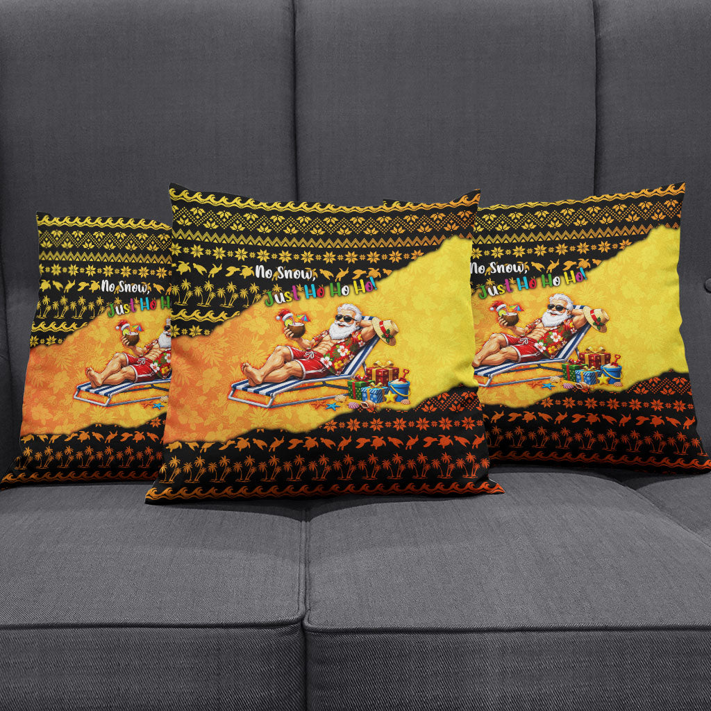 Tropical Christmas In July Santa Claus Pillow Cover Festive Hawaiian With Beach Reindeer Sleigh