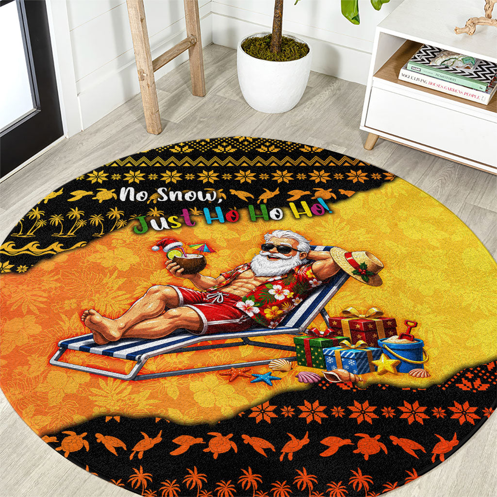 Tropical Christmas In July Santa Claus Round Carpet Festive Hawaiian With Beach Reindeer Sleigh