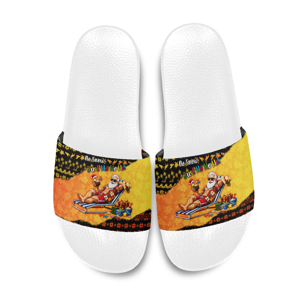 Tropical Christmas In July Santa Claus Slide Sandals Festive Hawaiian With Beach Reindeer Sleigh