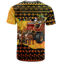 Tropical Christmas In July Santa Claus T Shirt Festive Hawaiian With Beach Reindeer Sleigh