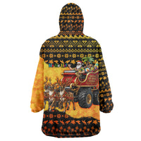 Tropical Christmas In July Santa Claus Wearable Blanket Hoodie Festive Hawaiian With Beach Reindeer Sleigh TS04 - Polynesian Pride