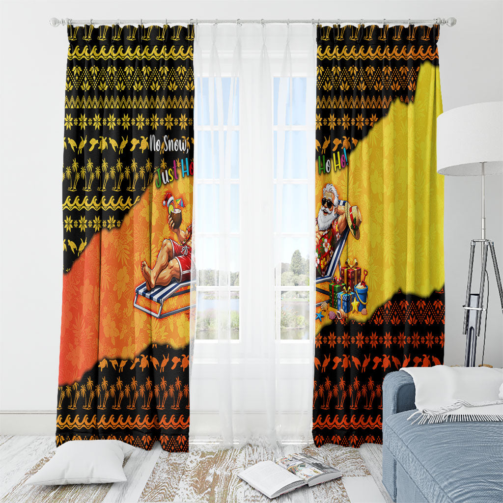 Tropical Christmas In July Santa Claus Window Curtain Festive Hawaiian With Beach Reindeer Sleigh