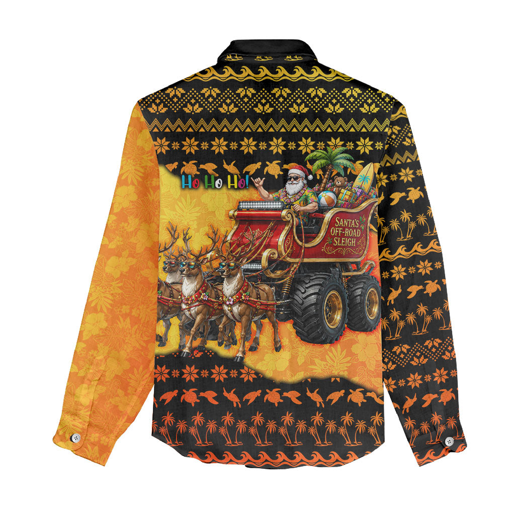 Tropical Christmas In July Santa Claus Women Casual Shirt Festive Hawaiian With Beach Reindeer Sleigh TS04 - Polynesian Pride