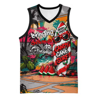 Tropical Christmas In July Candy Cane Surf Basketball Jersey Vibrant Street Art Beach Graffiti Graphic
