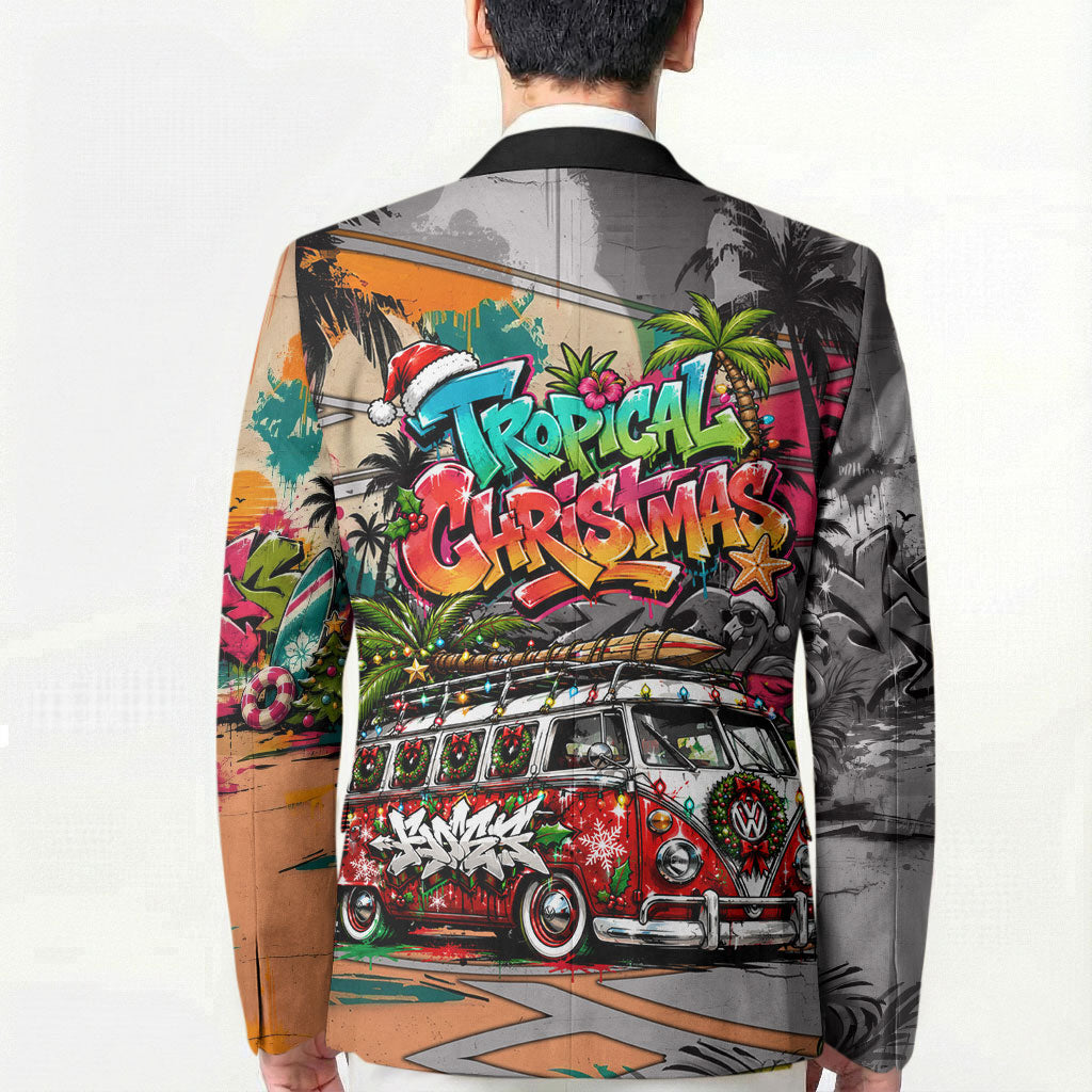 Tropical Christmas In July Candy Cane Surf Blazer Vibrant Street Art Beach Graffiti Graphic