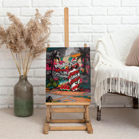 Tropical Christmas In July Candy Cane Surf Canvas Wall Art Vibrant Street Art Beach Graffiti Graphic