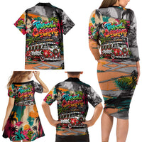 Tropical Christmas In July Candy Cane Surf Family Matching Long Sleeve Bodycon Dress and Hawaiian Shirt Vibrant Street Art Beach Graffiti Graphic TS04 - Polynesian Pride