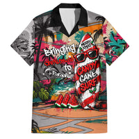Tropical Christmas In July Candy Cane Surf Family Matching Long Sleeve Bodycon Dress and Hawaiian Shirt Vibrant Street Art Beach Graffiti Graphic TS04 Dad's Shirt - Short Sleeve Orange Grey - Polynesian Pride